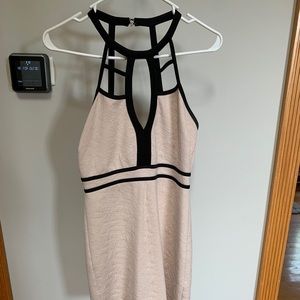 Tan and black mini dress
